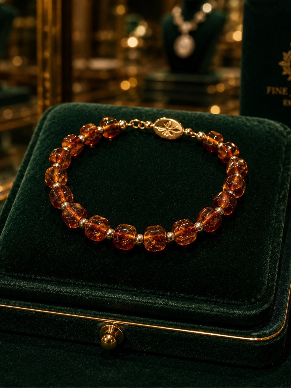 Vintage Baltic Genuine Amber Sterling Silver Bracelet with inclusions